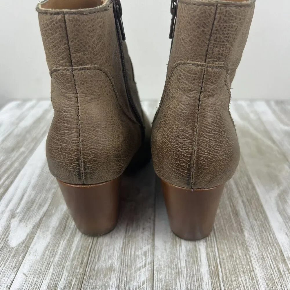 Korks by Kork Ease Gemini Tan Leather Wedge Zip Ankle Boots Womens Size 6.5 - Picture 7 of 10